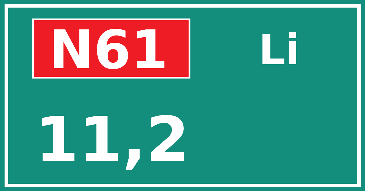 Hectometerbord N61 11,2 zijde Li