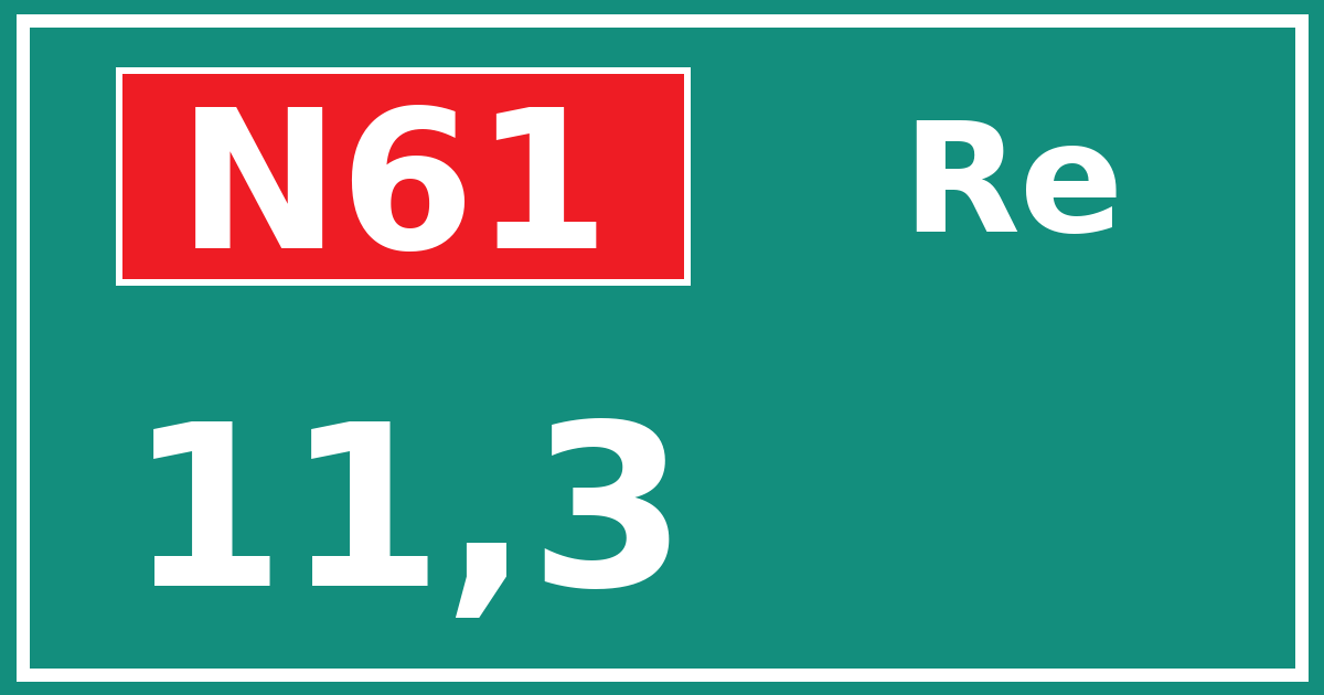 Hectometerbord N61 11,3 zijde Re