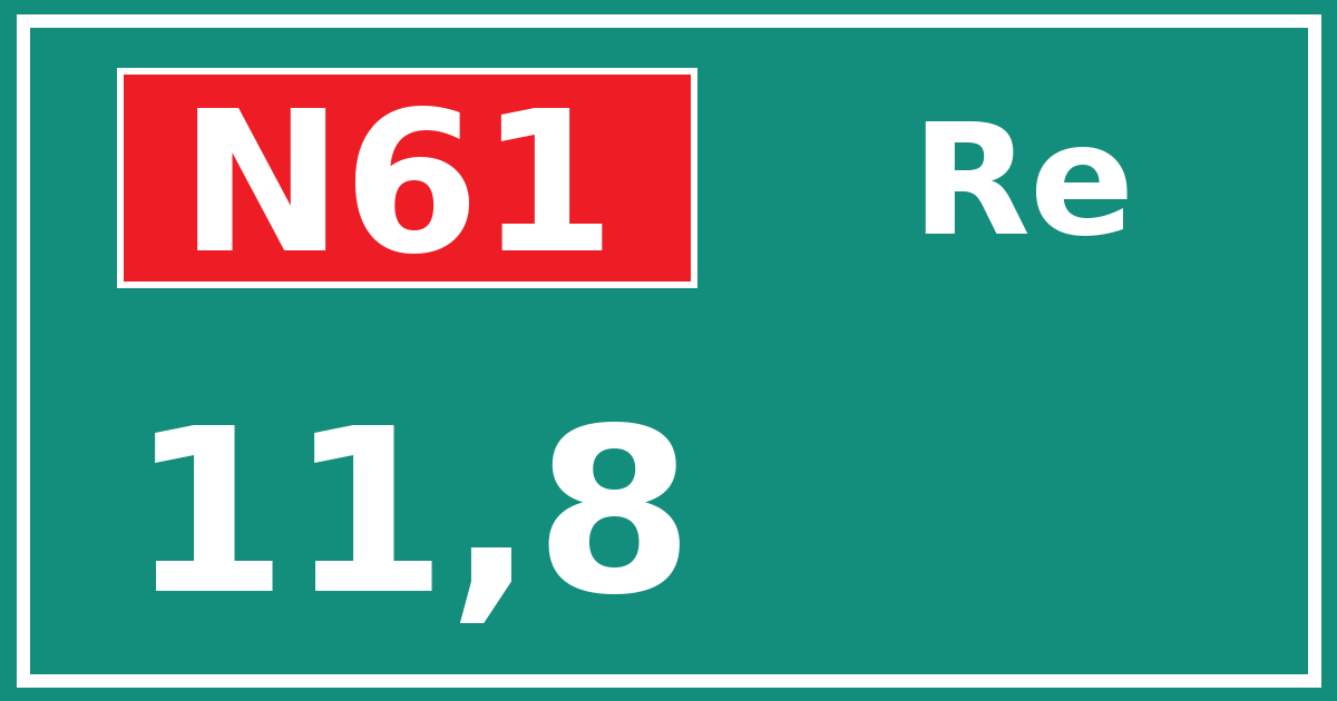Hectometerbord N61 11,8 zijde Re