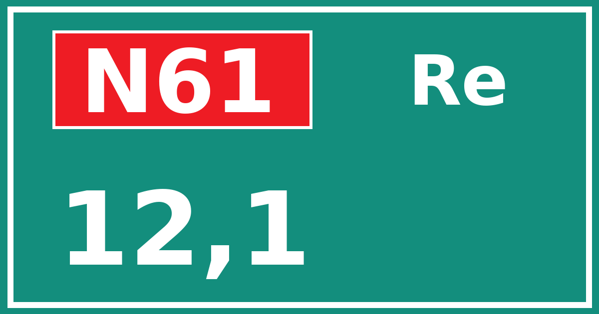 Hectometerbord N61 12,1 zijde Re