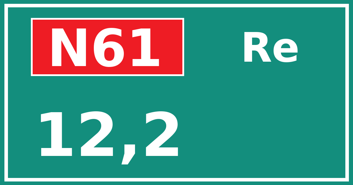 Hectometerbord N61 12,2 zijde Re