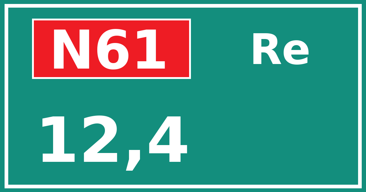 Hectometerbord N61 12,4 zijde Re