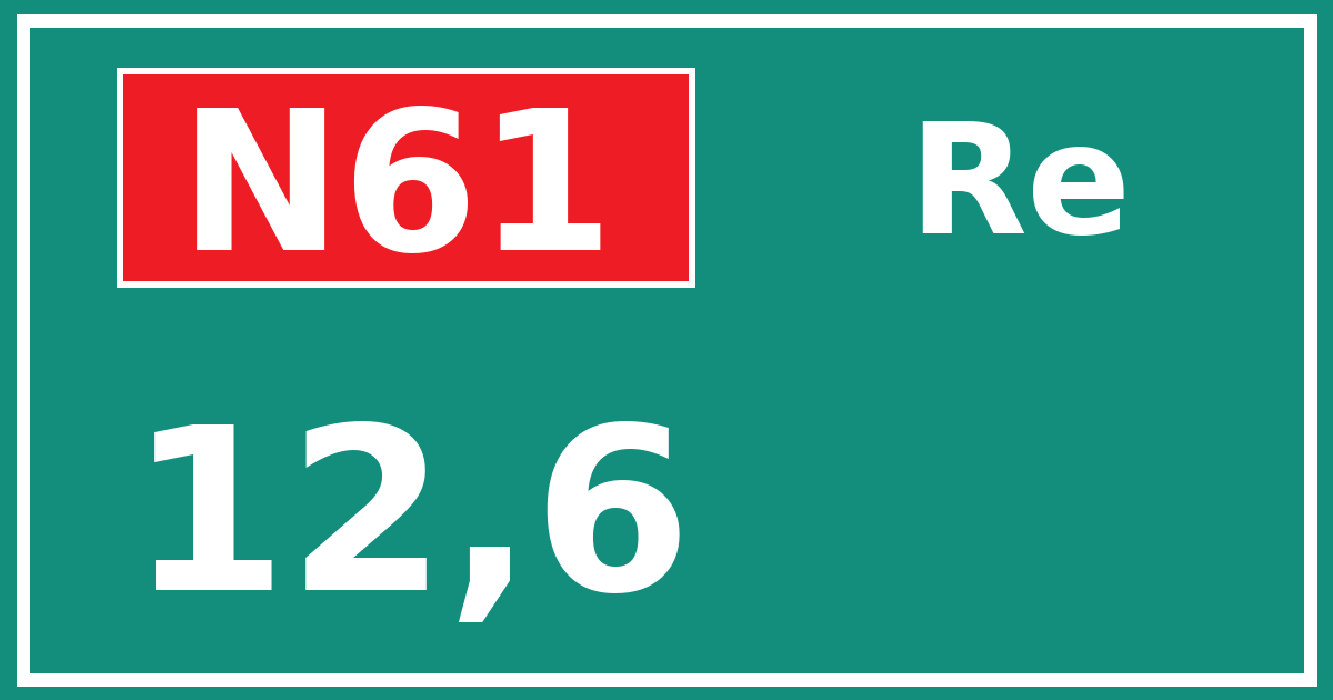 Hectometerbord N61 12,6 zijde Re