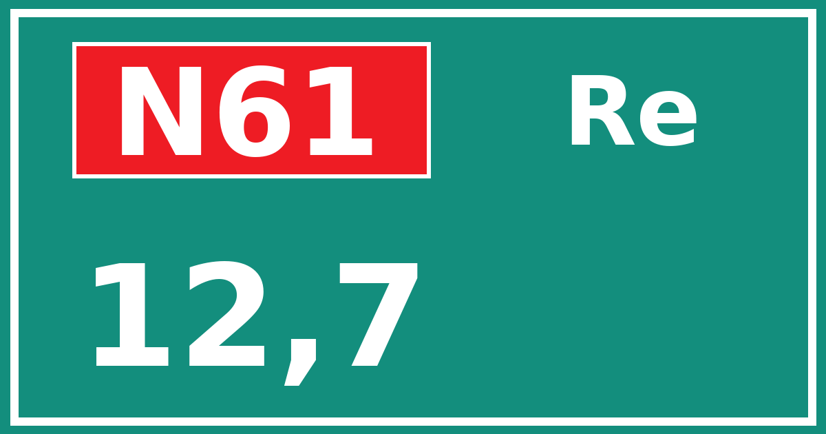 Hectometerbord N61 12,7 zijde Re