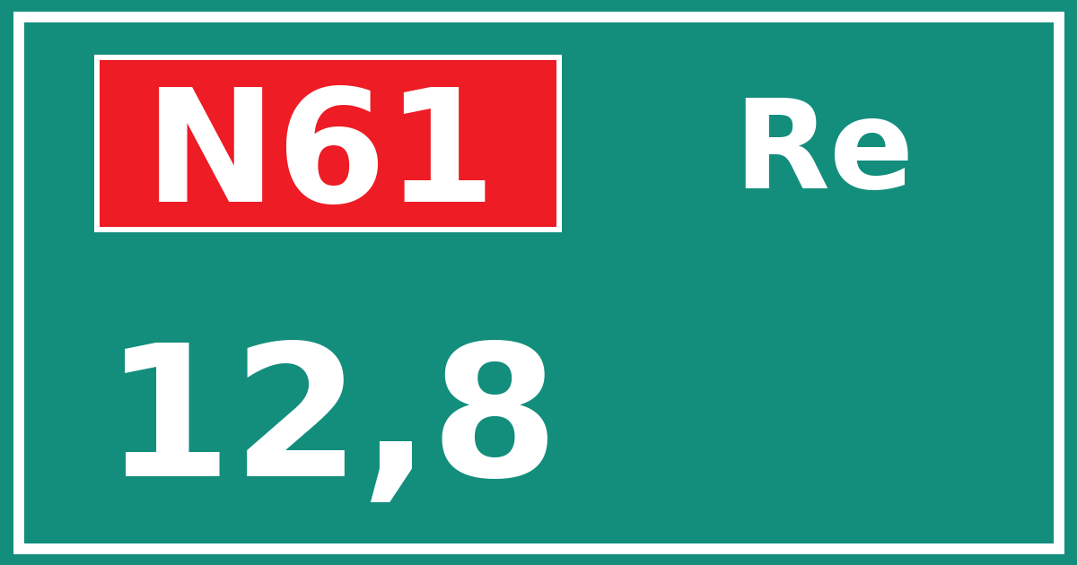 Hectometerbord N61 12,8 zijde Re