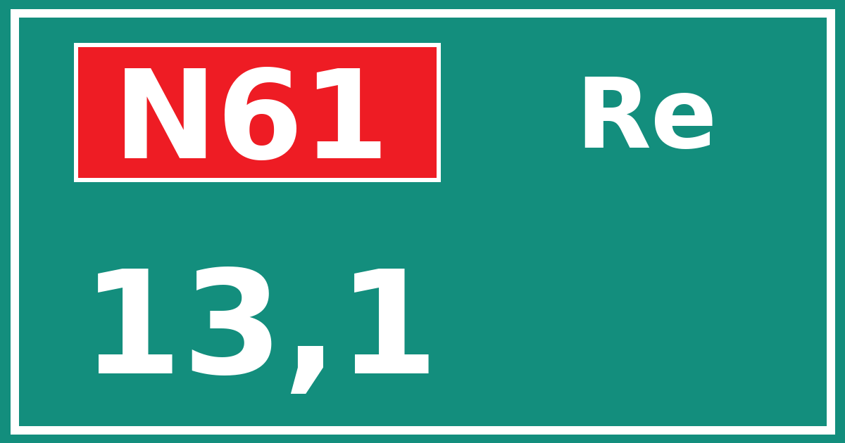 Hectometerbord N61 13,1 zijde Re