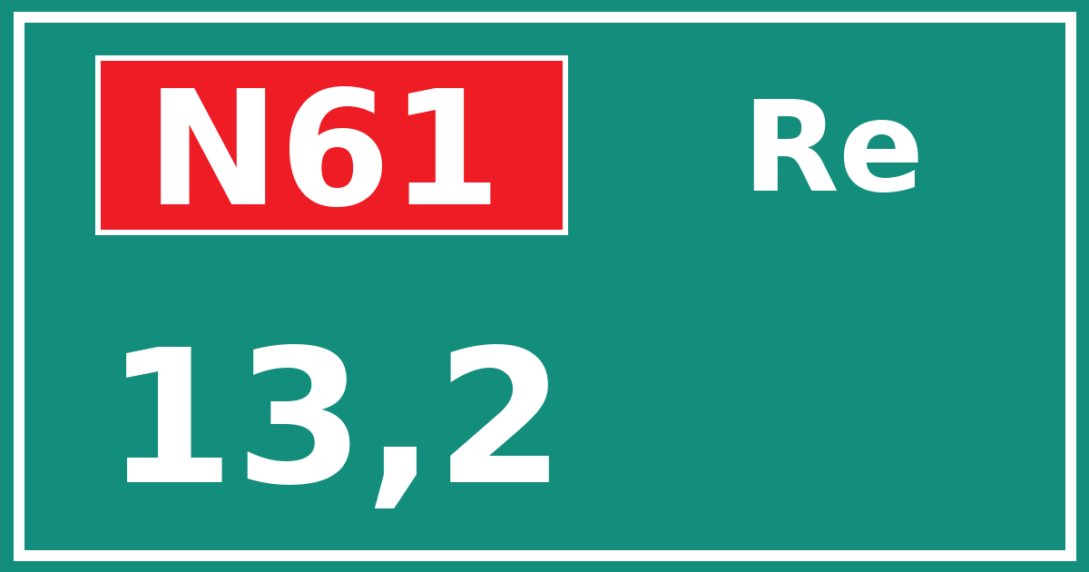 Hectometerbord N61 13,2 zijde Re