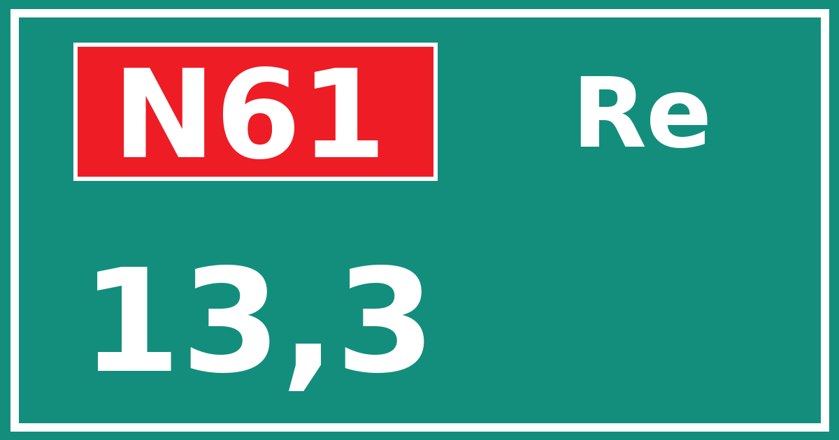 Hectometerbord N61 13,3 zijde Re