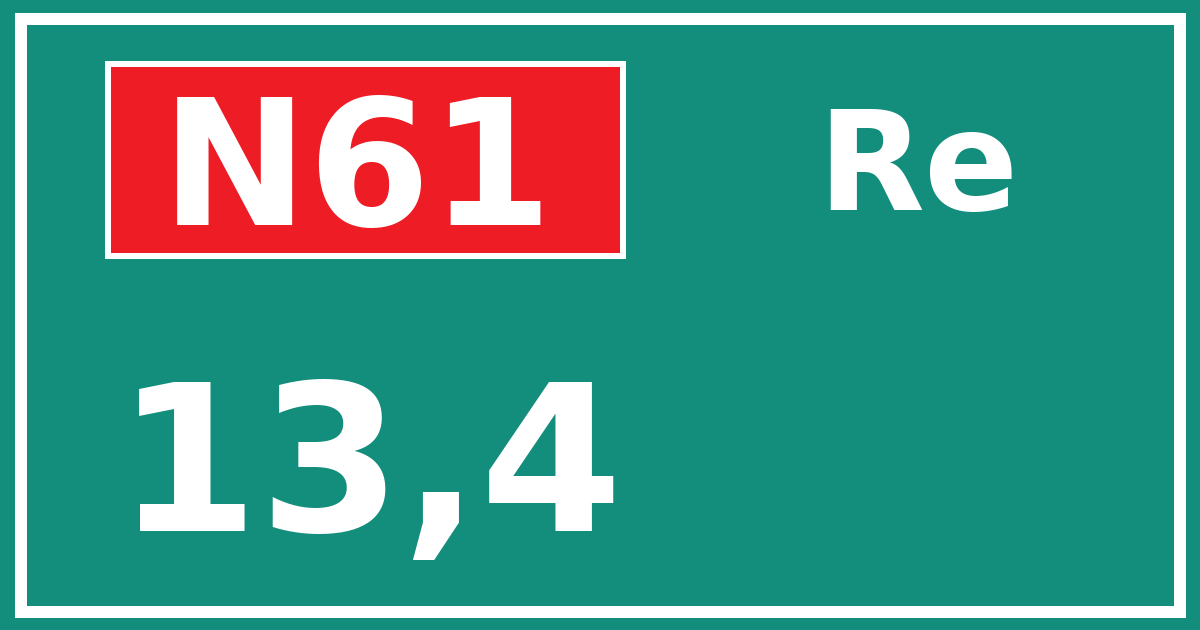 Hectometerbord N61 13,4 zijde Re