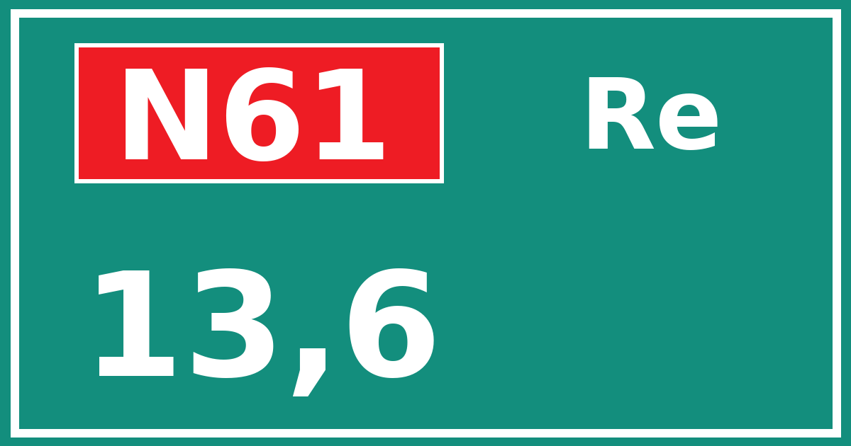 Hectometerbord N61 13,6 zijde Re