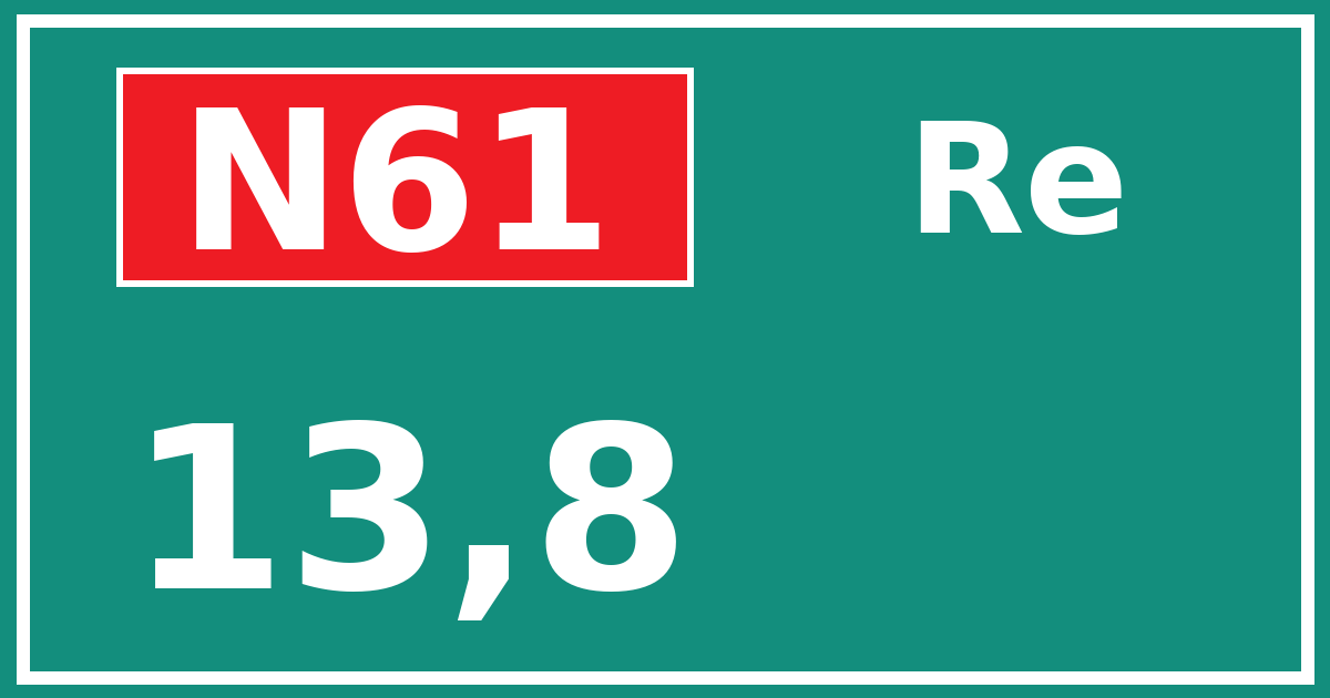 Hectometerbord N61 13,8 zijde Re