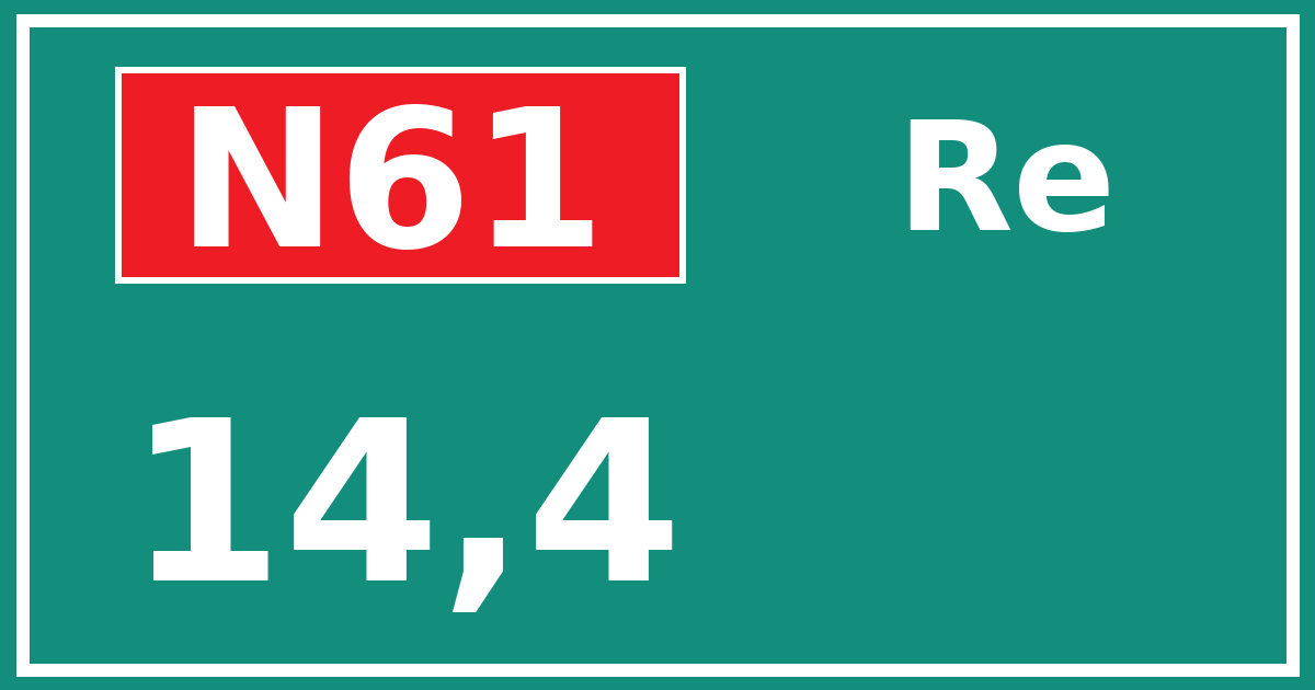 Hectometerbord N61 14,4 zijde Re