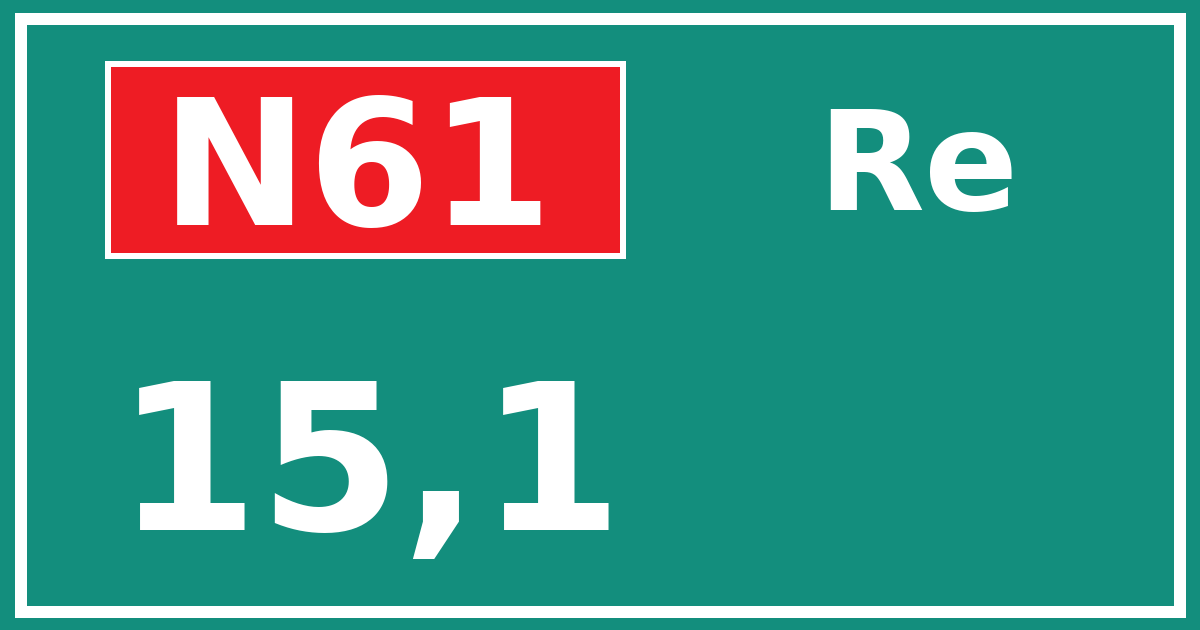 Hectometerbord N61 15,1 zijde Re