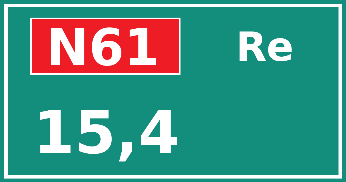 Hectometerbord N61 15,4 zijde Re