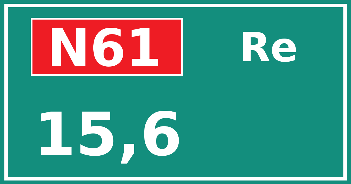 Hectometerbord N61 15,6 zijde Re