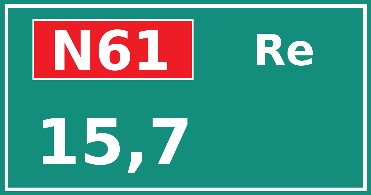 Hectometerbord N61 15,7 zijde Re