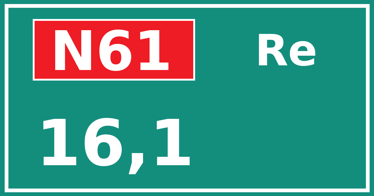 Hectometerbord N61 16,1 zijde Re