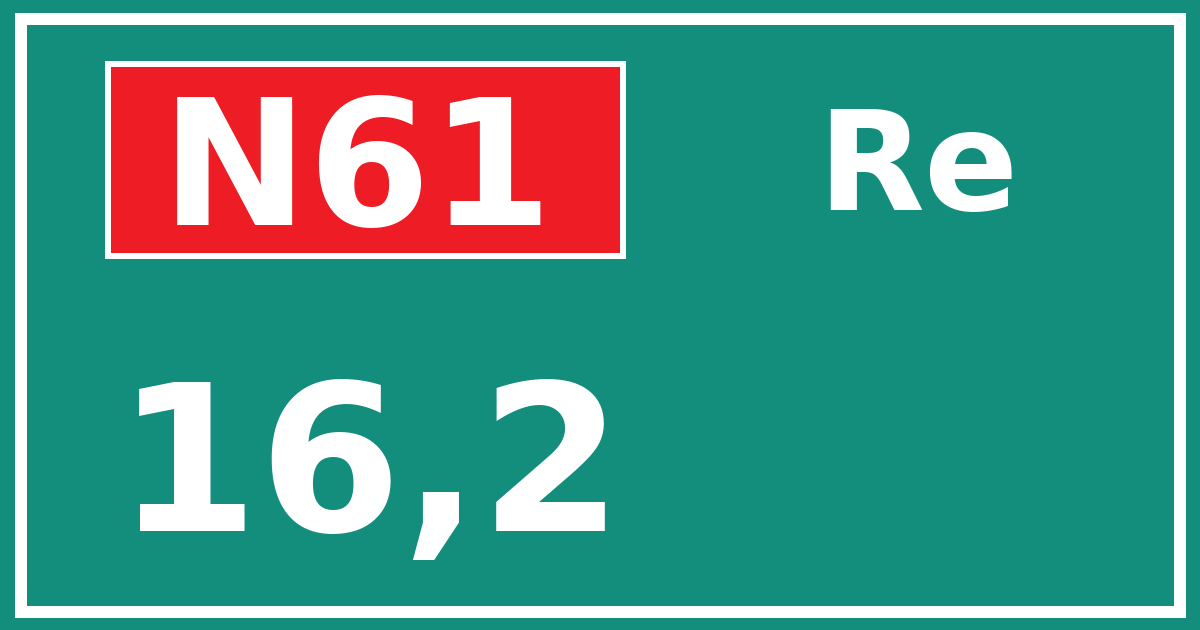 Hectometerbord N61 16,2 zijde Re