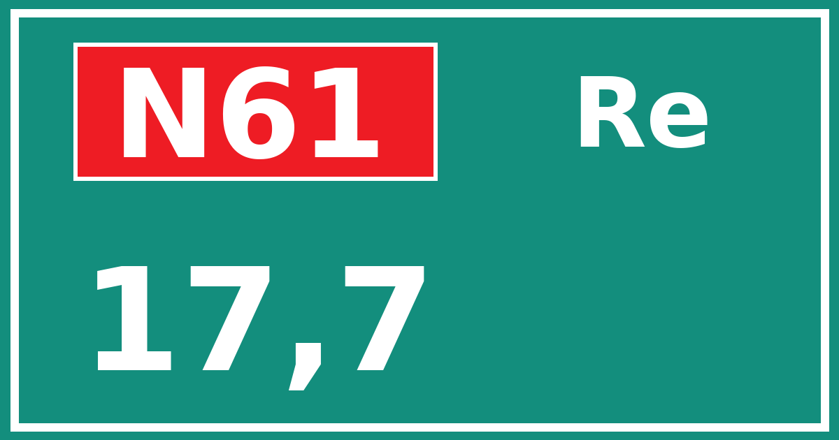 Hectometerbord N61 17,7 zijde Re
