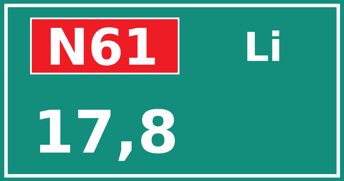 Hectometerbord N61 17,8 zijde Li