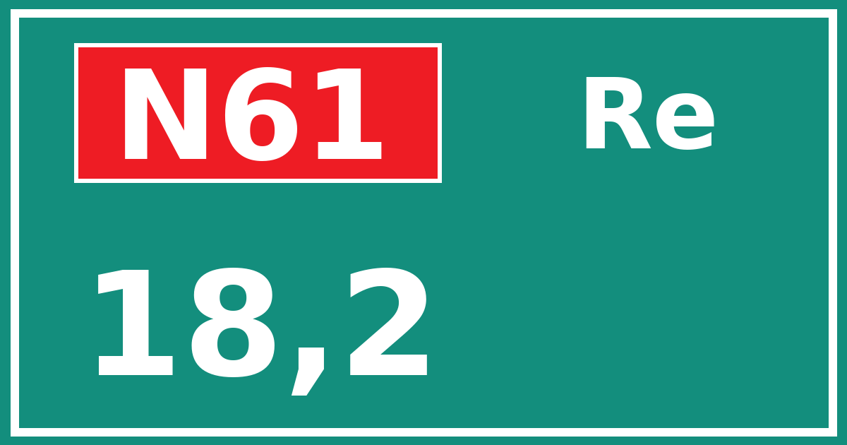 Hectometerbord N61 18,2 zijde Re