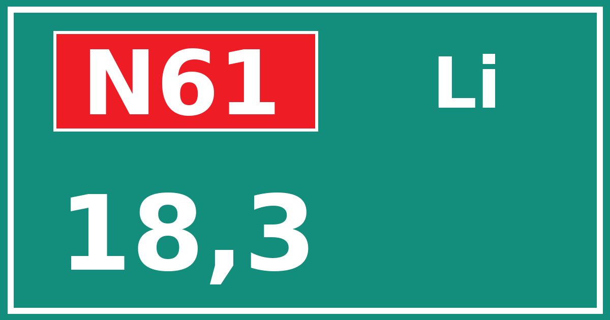 Hectometerbord N61 18,3 zijde Li