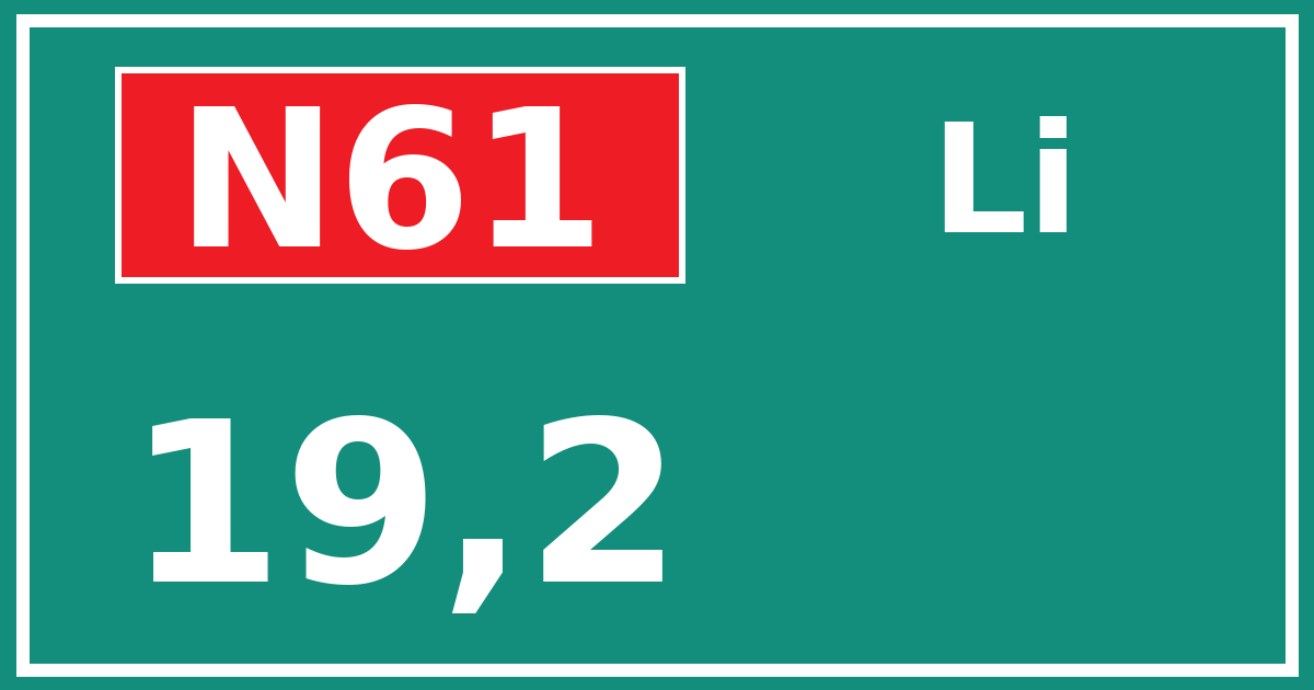 Hectometerbord N61 19,2 zijde Li
