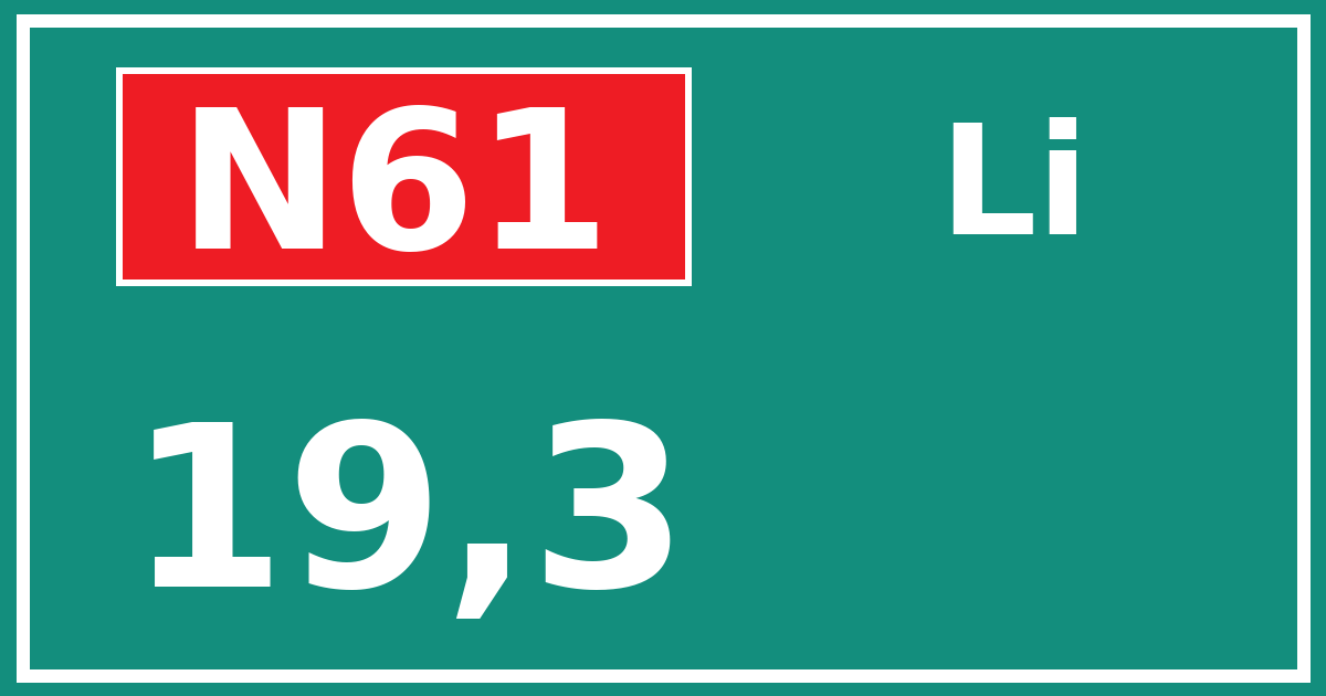Hectometerbord N61 19,3 zijde Li