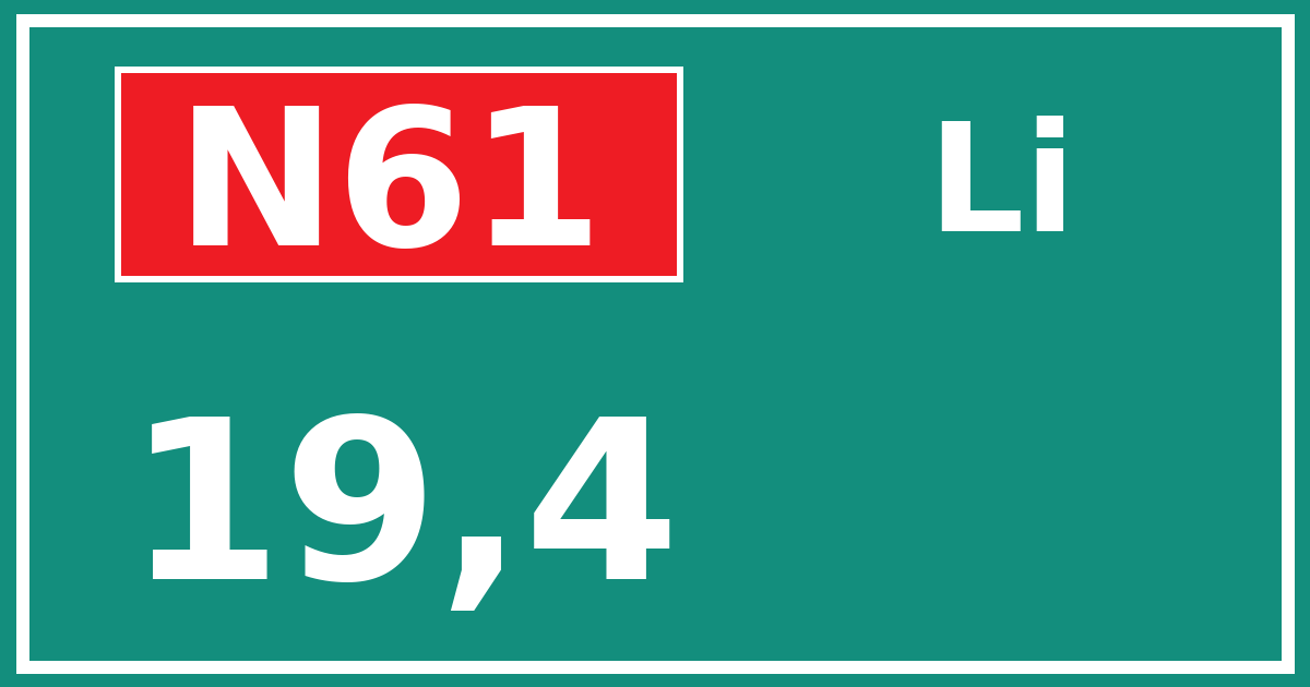 Hectometerbord N61 19,4 zijde Li