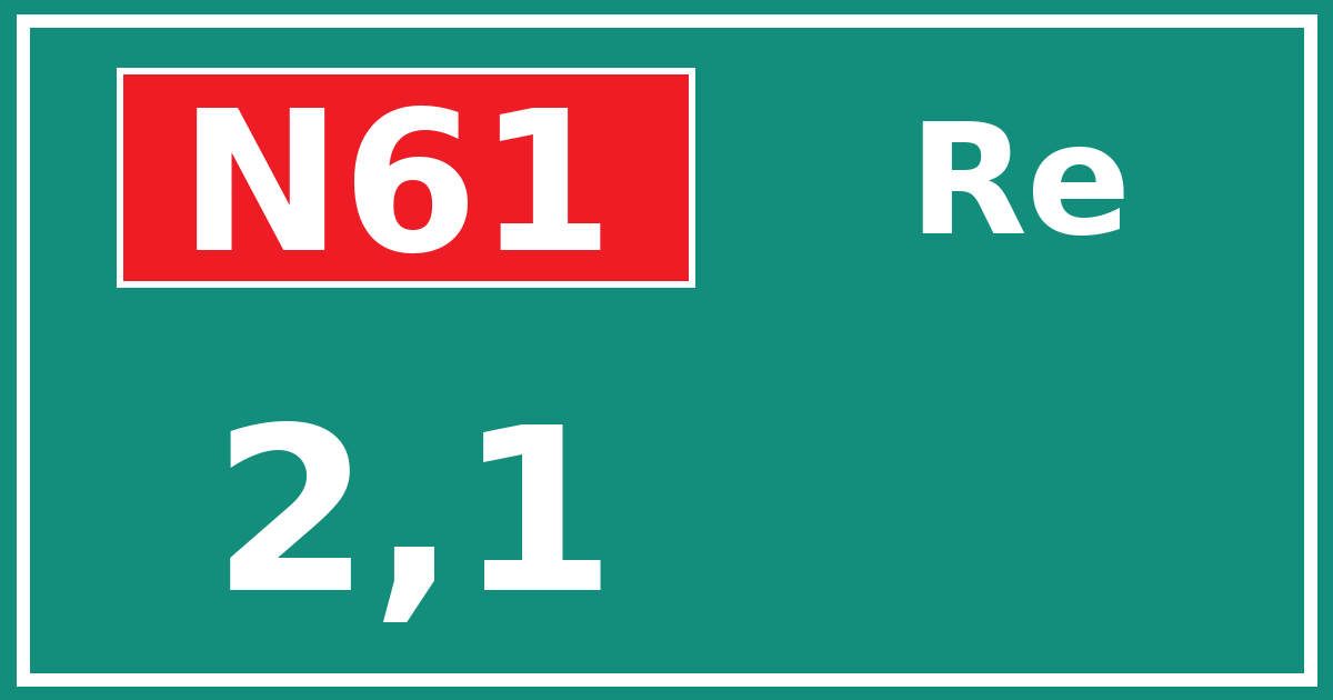 Hectometerbord N61 2,1 zijde Re