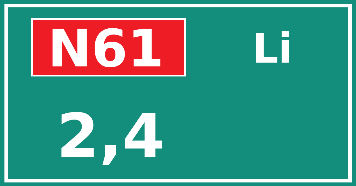 Hectometerbord N61 2,4 zijde Li