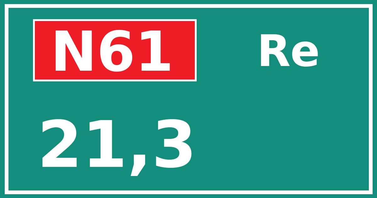 Hectometerbord N61 21,3 zijde Re