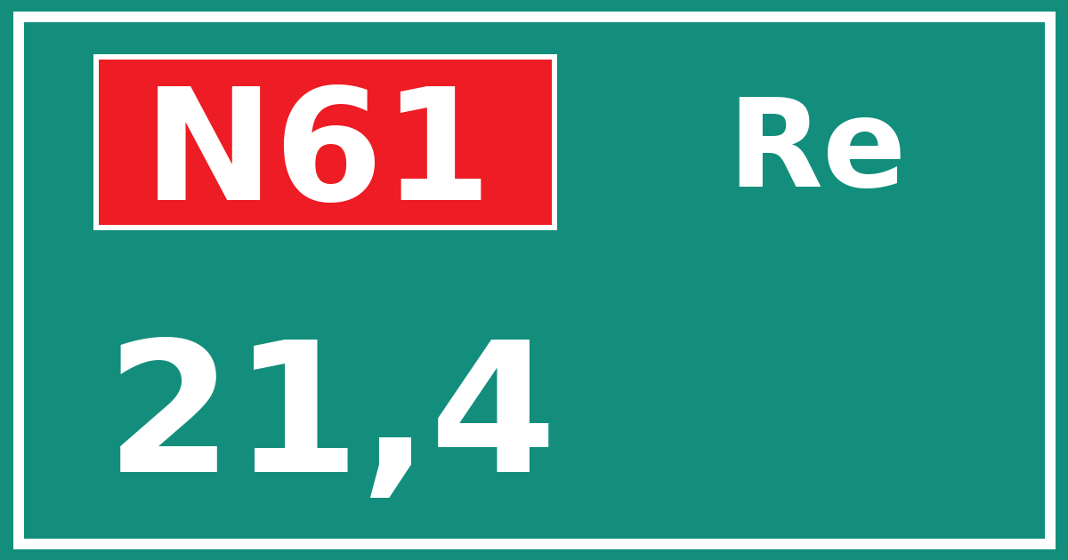 Hectometerbord N61 21,4 zijde Re