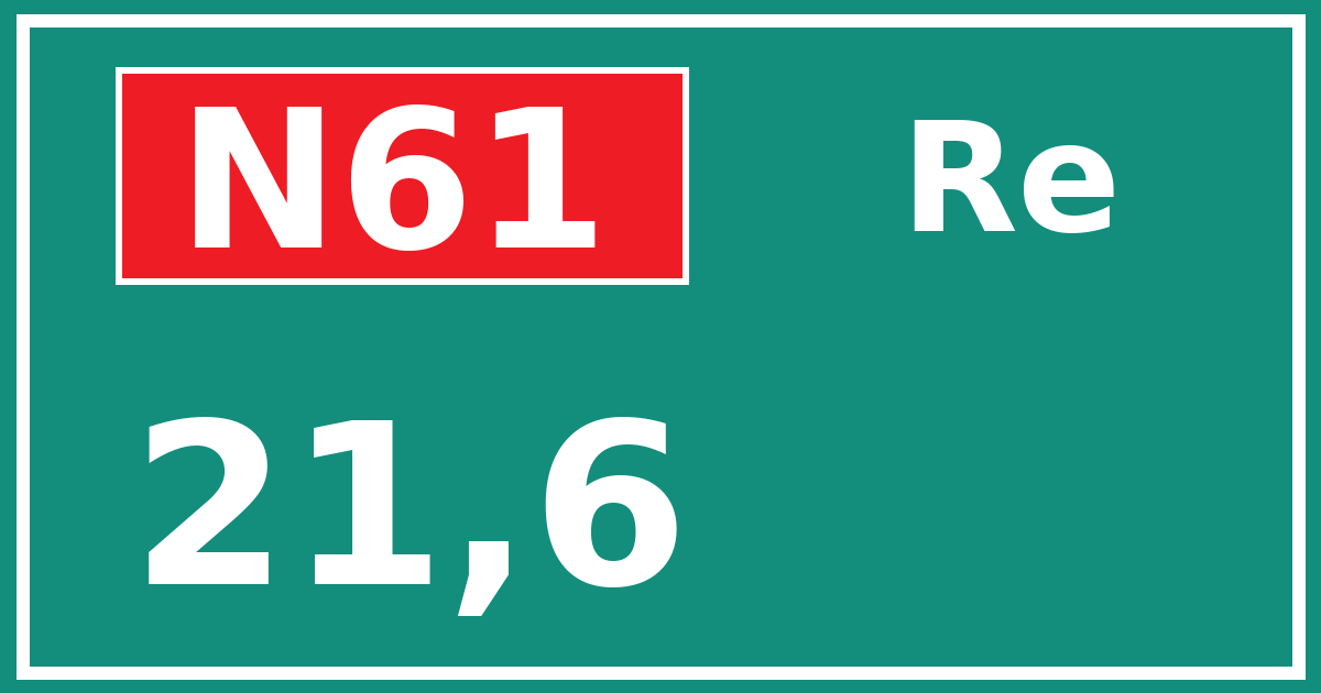 Hectometerbord N61 21,6 zijde Re