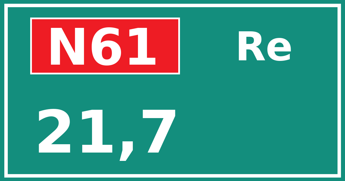 Hectometerbord N61 21,7 zijde Re