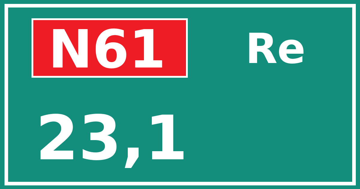 Hectometerbord N61 23,1 zijde Re