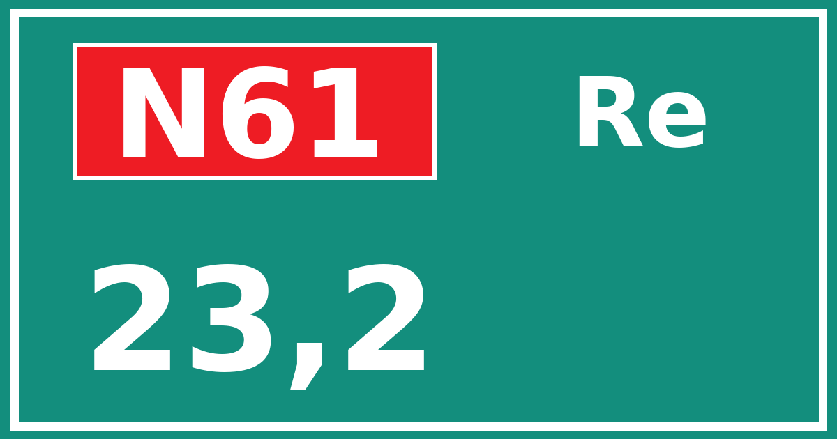 Hectometerbord N61 23,2 zijde Re