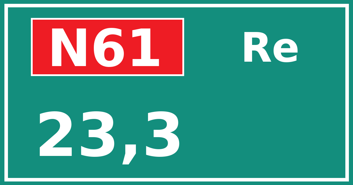 Hectometerbord N61 23,3 zijde Re