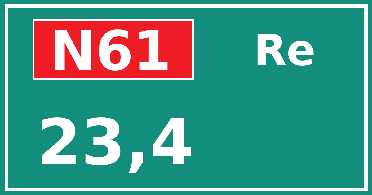 Hectometerbord N61 23,4 zijde Re