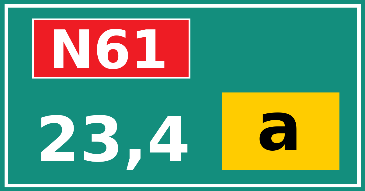 Hectometerbord N61 23,4 letter a