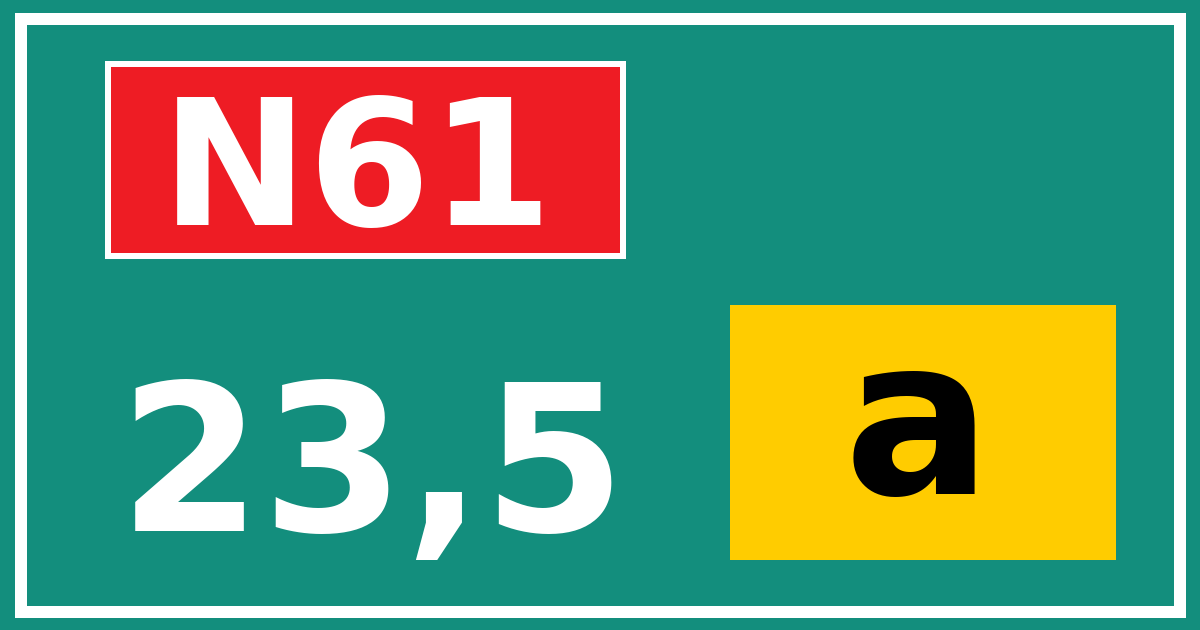 Hectometerbord N61 23,5 letter a