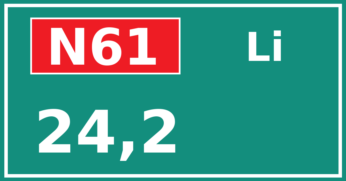 Hectometerbord N61 24,2 zijde Li