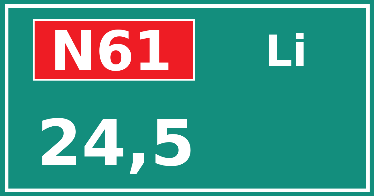 Hectometerbord N61 24,5 zijde Li