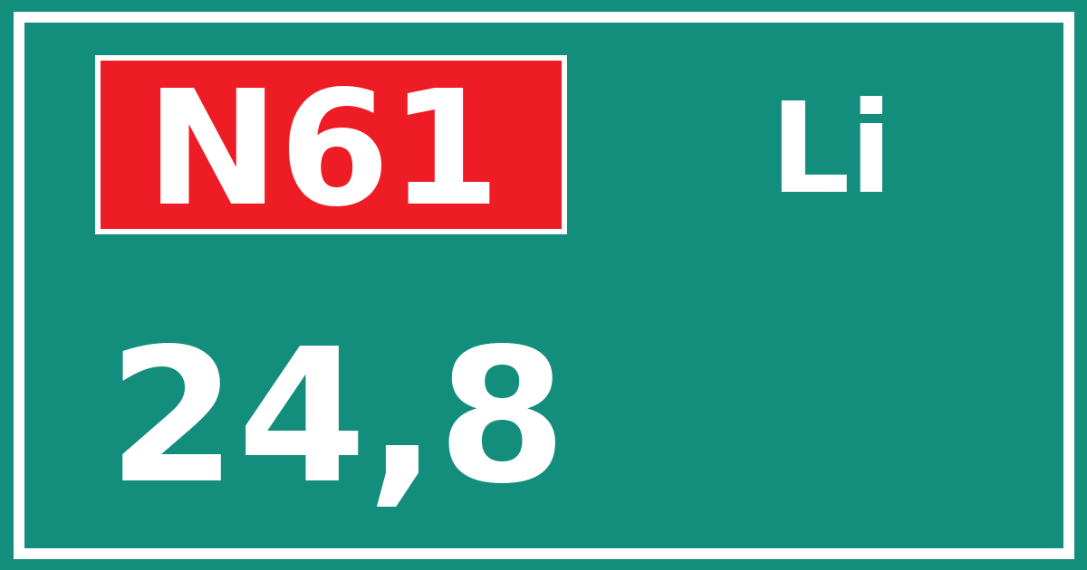 Hectometerbord N61 24,8 zijde Li