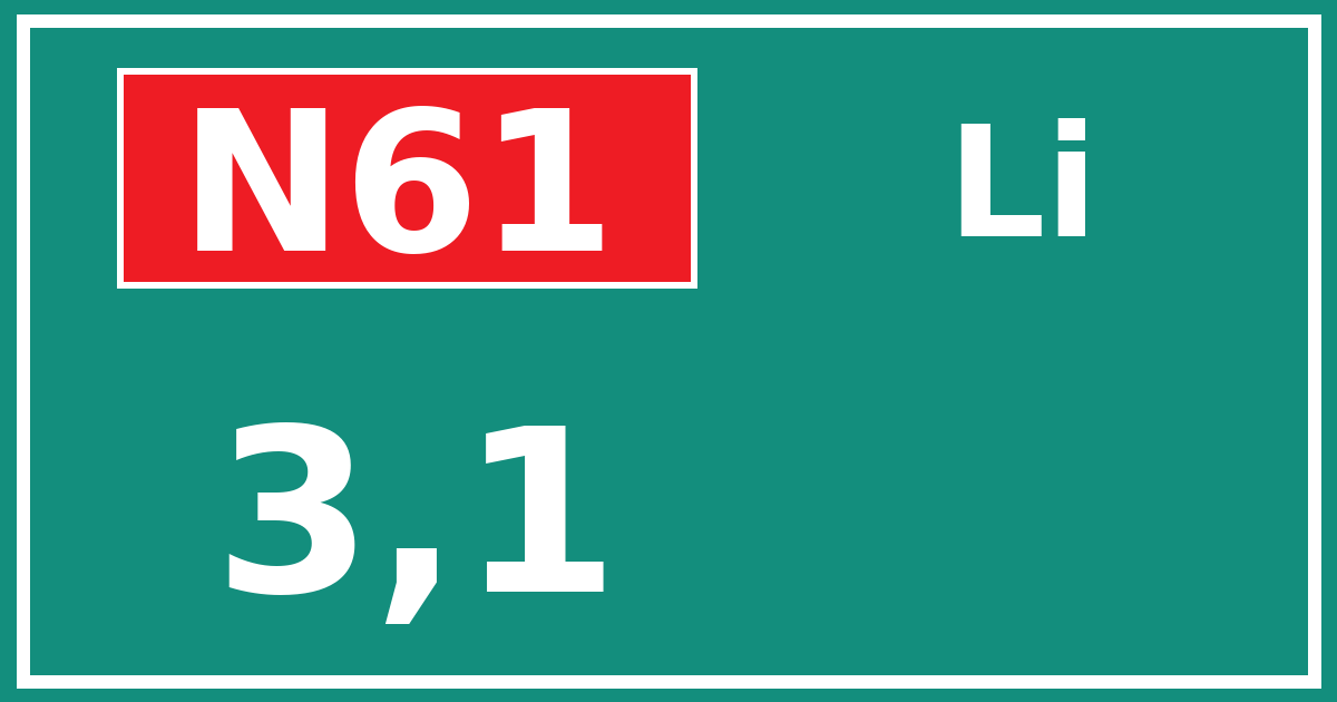 Hectometerbord N61 3,1 zijde Li