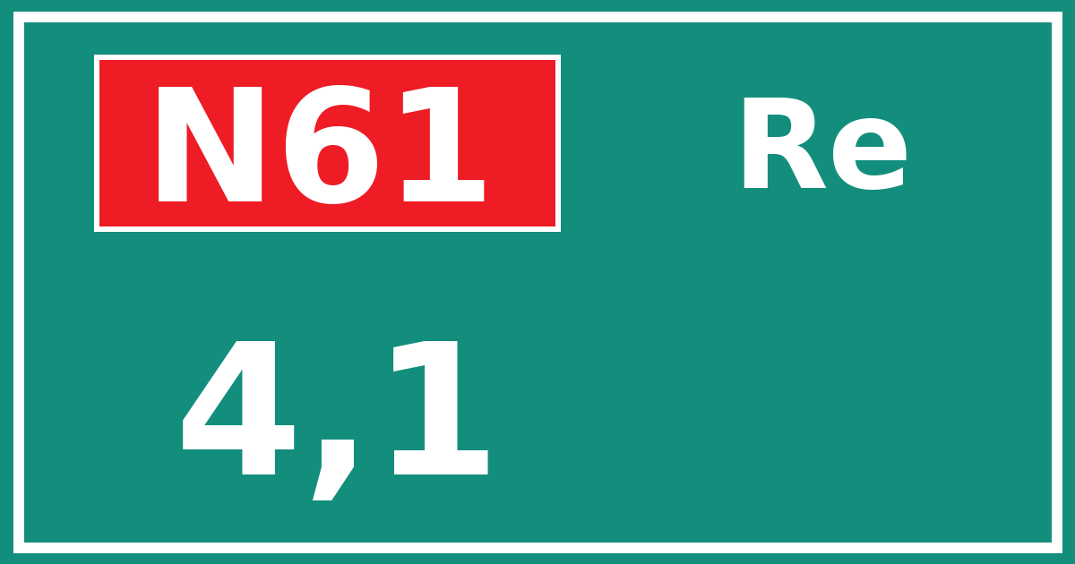 Hectometerbord N61 4,1 zijde Re