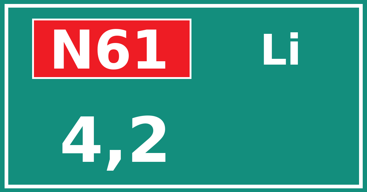 Hectometerbord N61 4,2 zijde Li