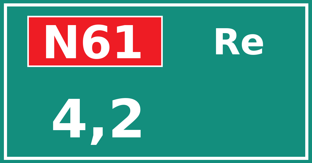 Hectometerbord N61 4,2 zijde Re