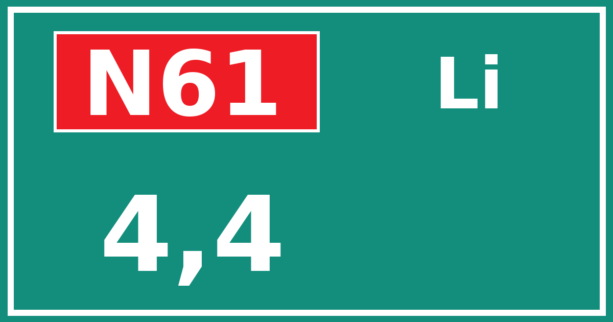 Hectometerbord N61 4,4 zijde Li