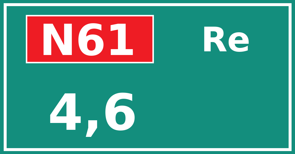 Hectometerbord N61 4,6 zijde Re